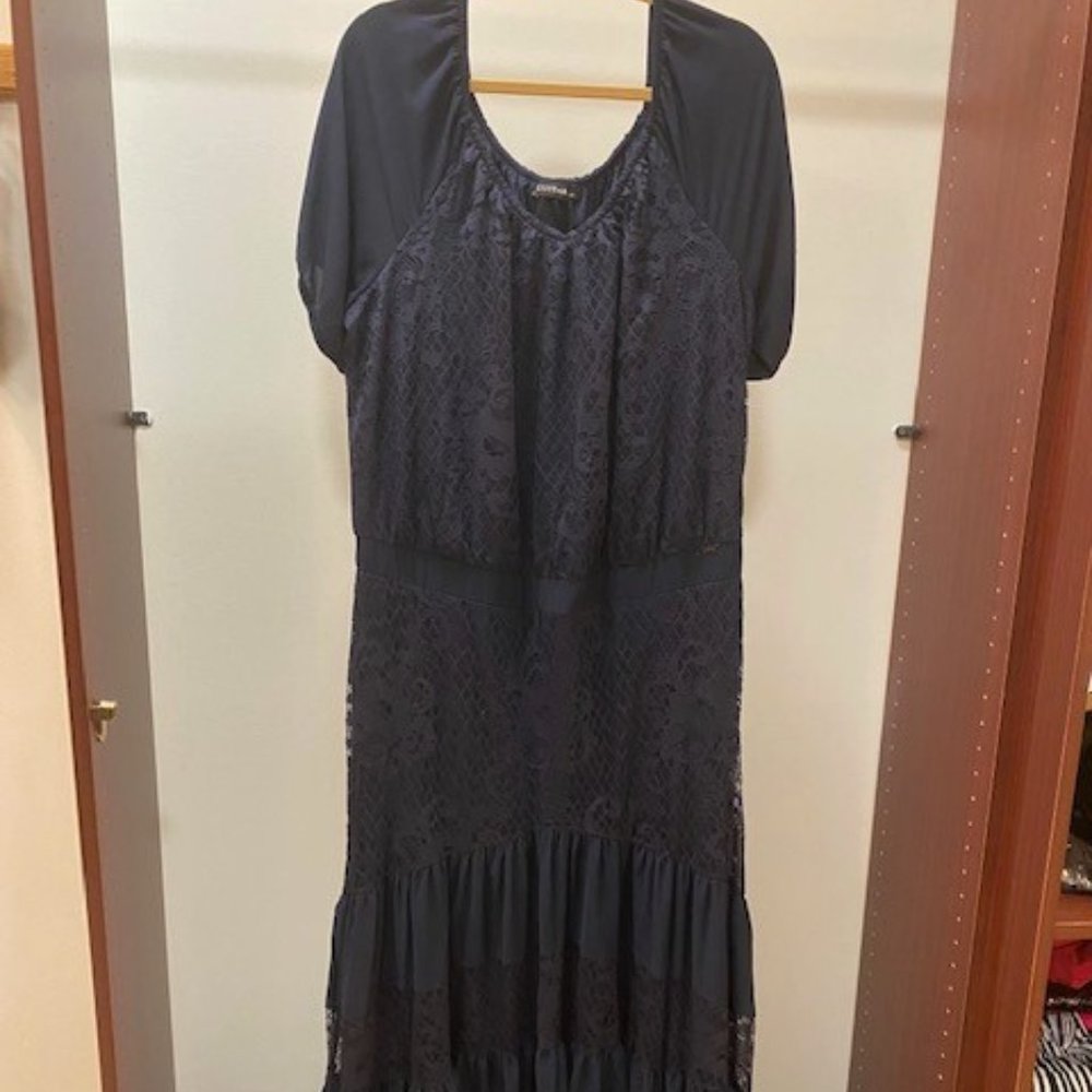 Big Size Dark Navy Lace Dress
